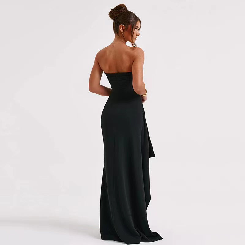 Black Backless Sleeveless Maxi Dress For Evening Party