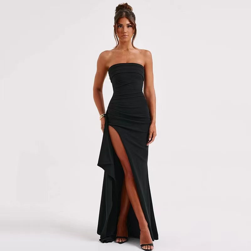 Black Backless Sleeveless Maxi Dress For Evening Party