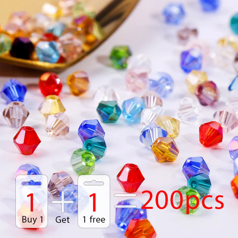 4mm Shiny Crystal Bicone Beads Loose Spacer Beads for DIY Jewelry Making 200pcs