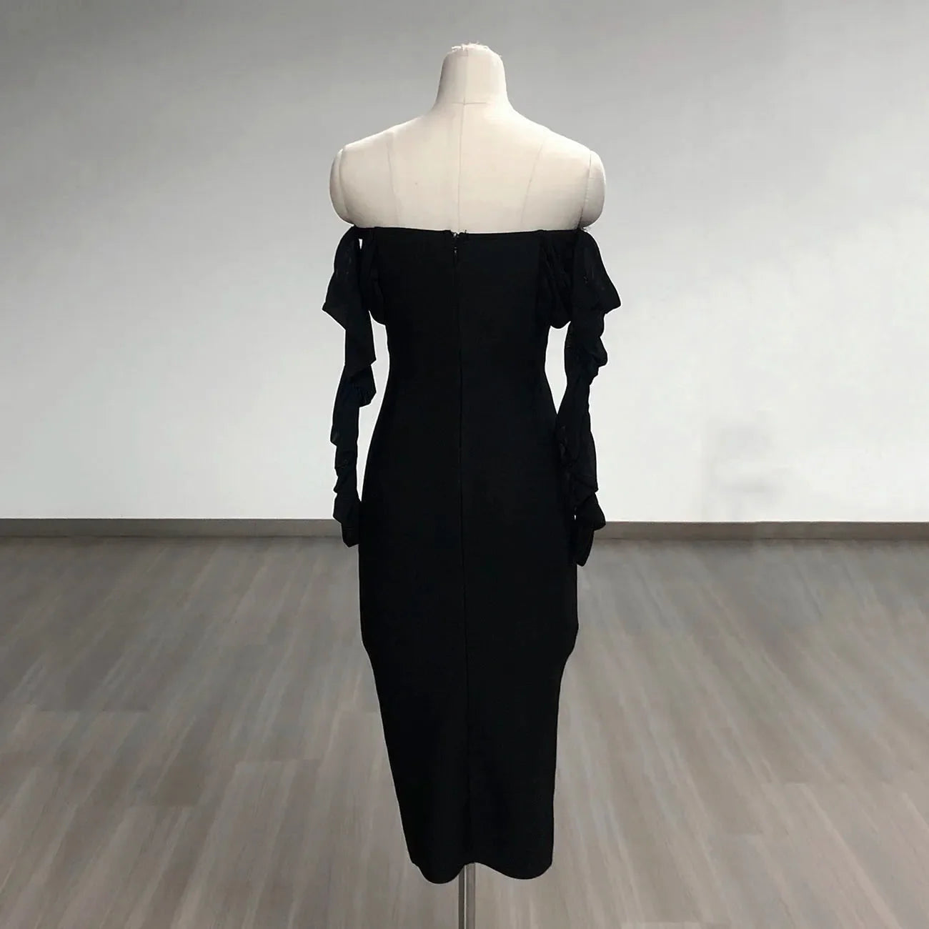 Off Shoulder Bandage Dress Women Lace Mesh Belt Midi Party