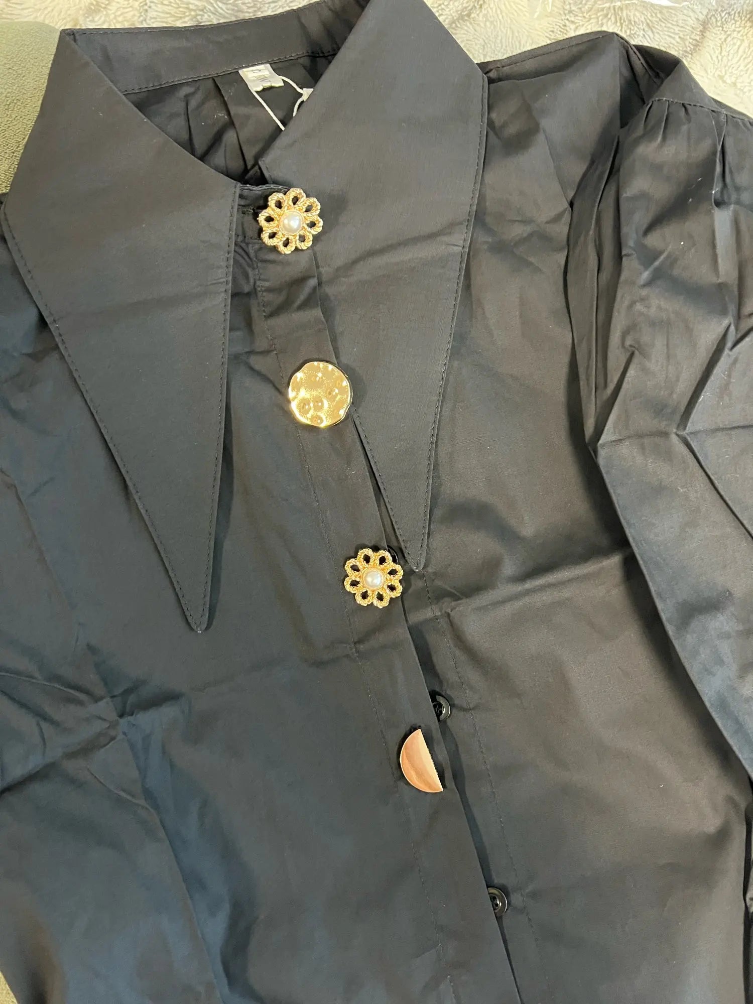 Spring Lapel Turn Down Collar Lantern Sleeve Casual Blouse Elegant Retro Loose Fit All-Match Women's Shirt