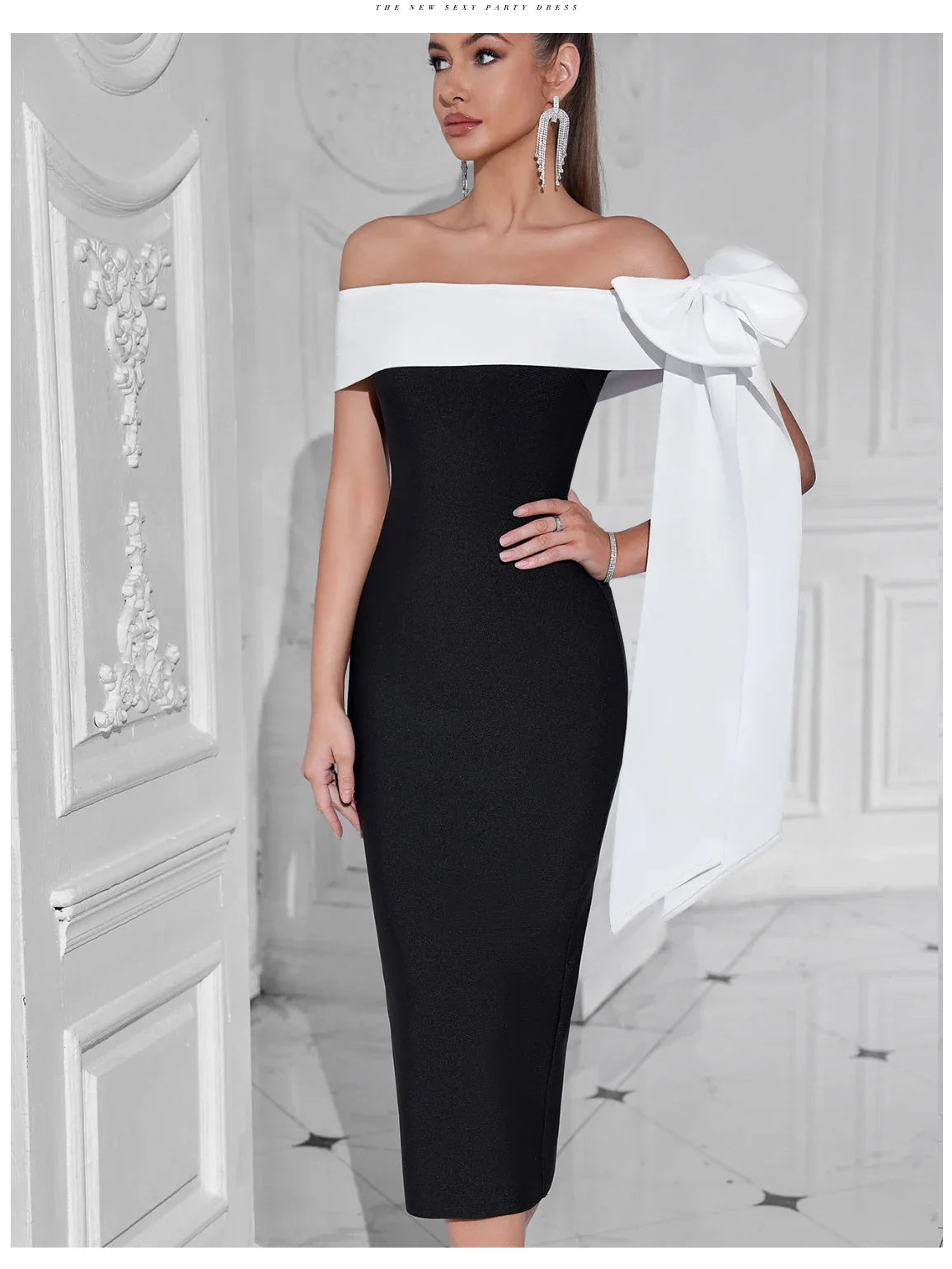 Adyce Off Shoulder Bandage Dress Evening Party Outfit