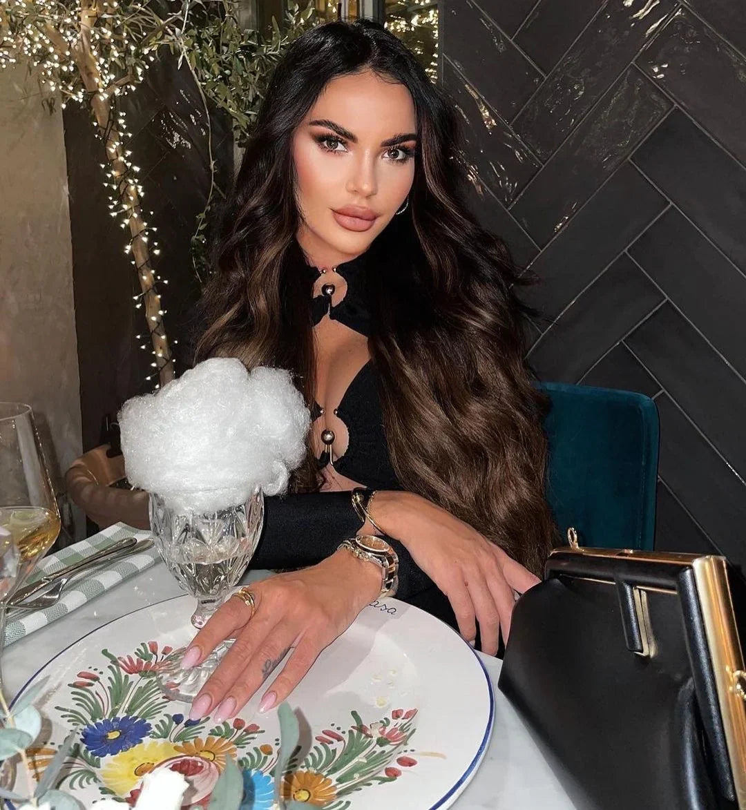 Black Hollow Out Midi Bandage Dress For Women Evening