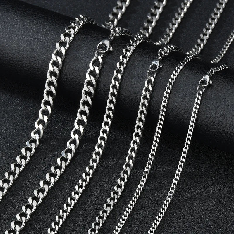 Men's Stainless Steel Cuban Chain Necklace Durable Titanium Steel Jewelry
