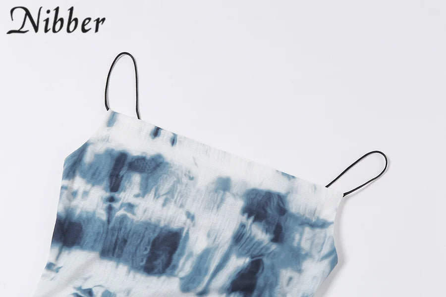 Tie Dye Summer Suspender Dress Sleeveless Low Waist