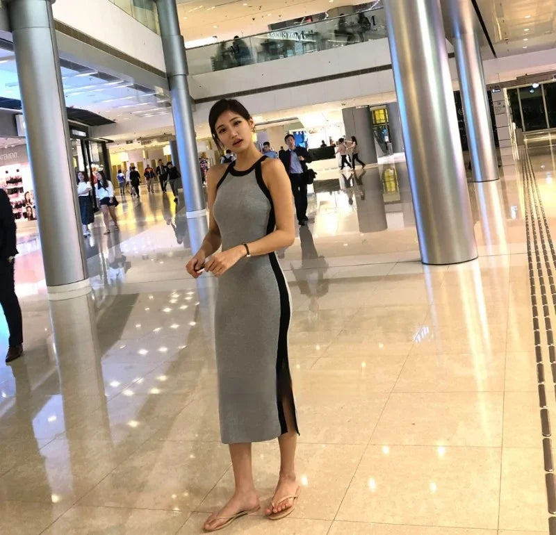 Womens Summer Bodycon Maxi Dress Sleeveless Bandage Knit