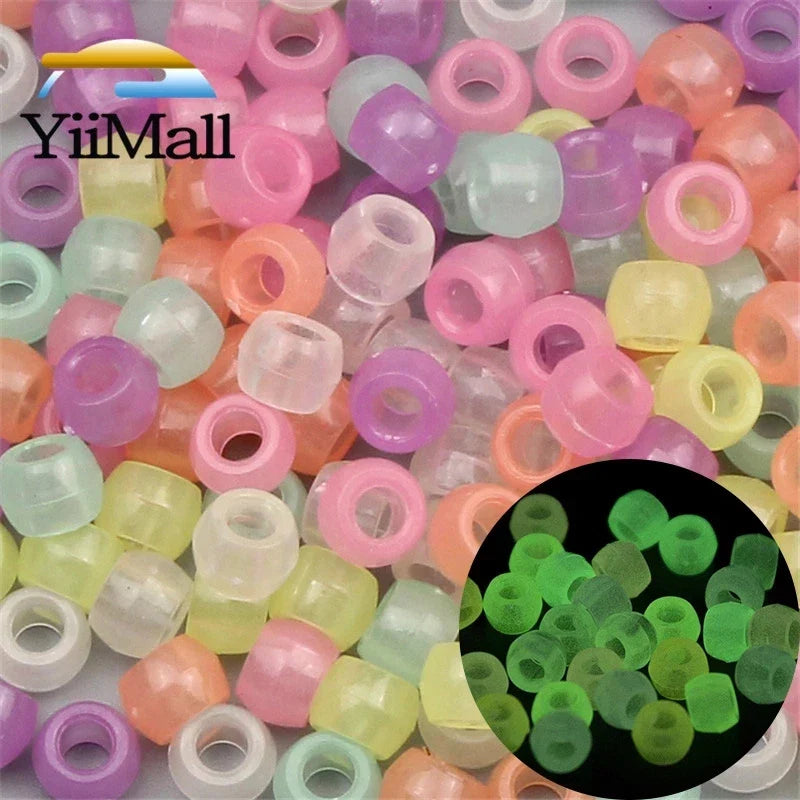 100 Pieces 6x9mm Round Acrylic Dreadlock Beads Big Hole Spacer Beads for Jewelry Making Bracelet and Necklace Craft
