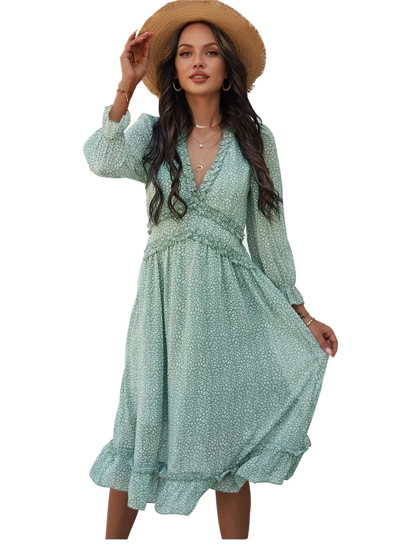 Floral Chiffon Maxi Dress With V Neck And Butterfly Sleeves
