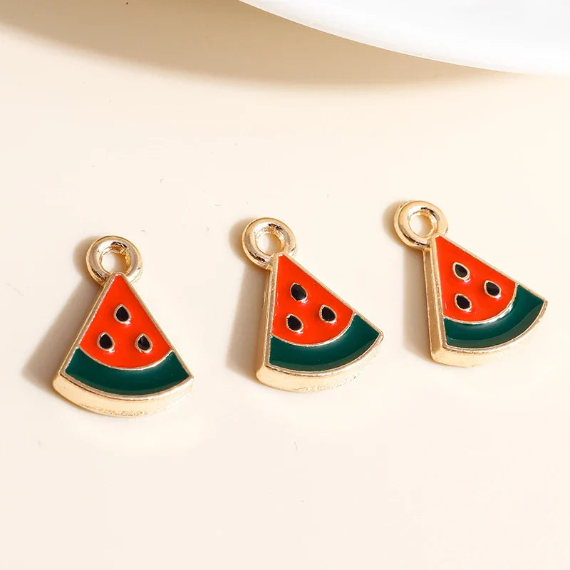 10pcs Mini Fruit Cherry Enamel Charms for DIY Jewelry Making Accessories