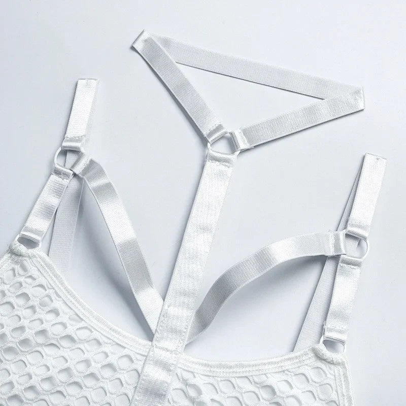 Y2K Punk Harajuku Sexy Dark Bodysuit Hollow Out See Through Jumpsuit Streetwear Nightclub Academia Emo Alt Romper