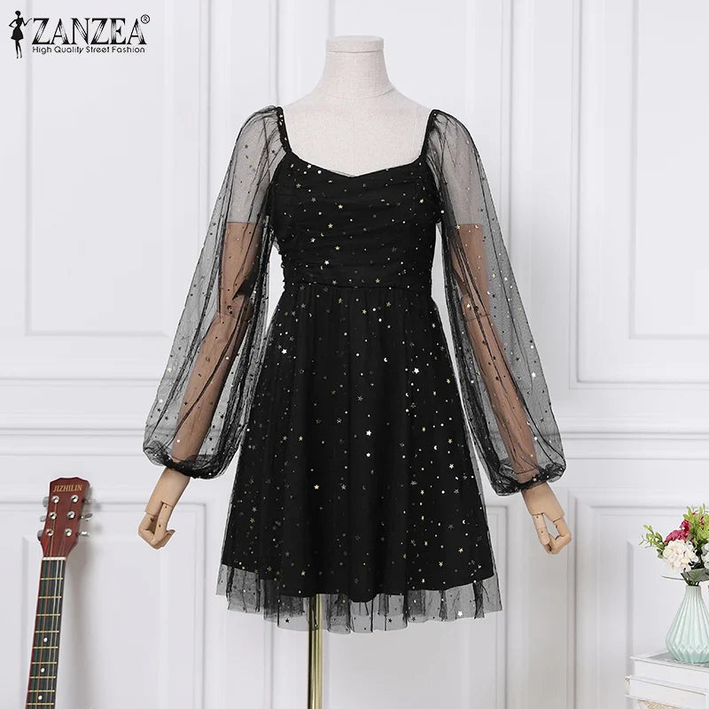 Elegant Lace Patchwork Knee Length Casual Dress For Women