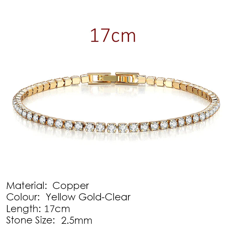 Zirconia Tennis Bracelet for Women Crystal Charm Thin Chain Wedding Jewelry