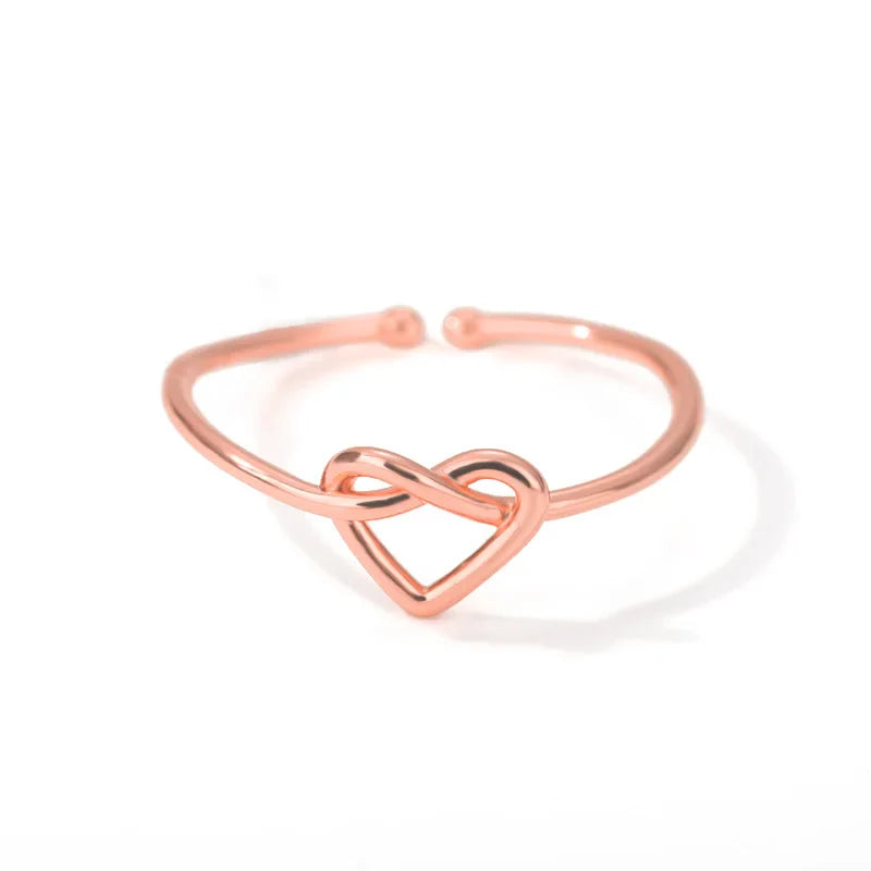 Stainless Steel Gold Heart Rings for Women Fashionable Couple Jewelry