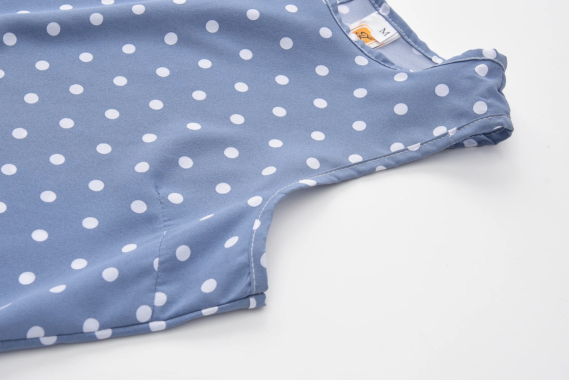 Polka Dot Dress Ruffled Sleeveless Women Round Neck