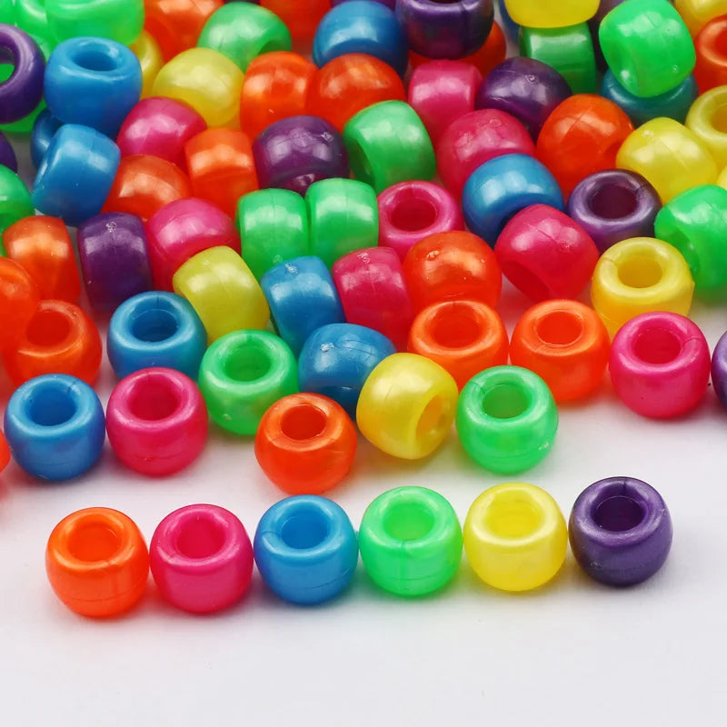100 Pieces 6x9mm Round Acrylic Dreadlock Beads Big Hole Spacer Beads for Jewelry Making Bracelet and Necklace Craft