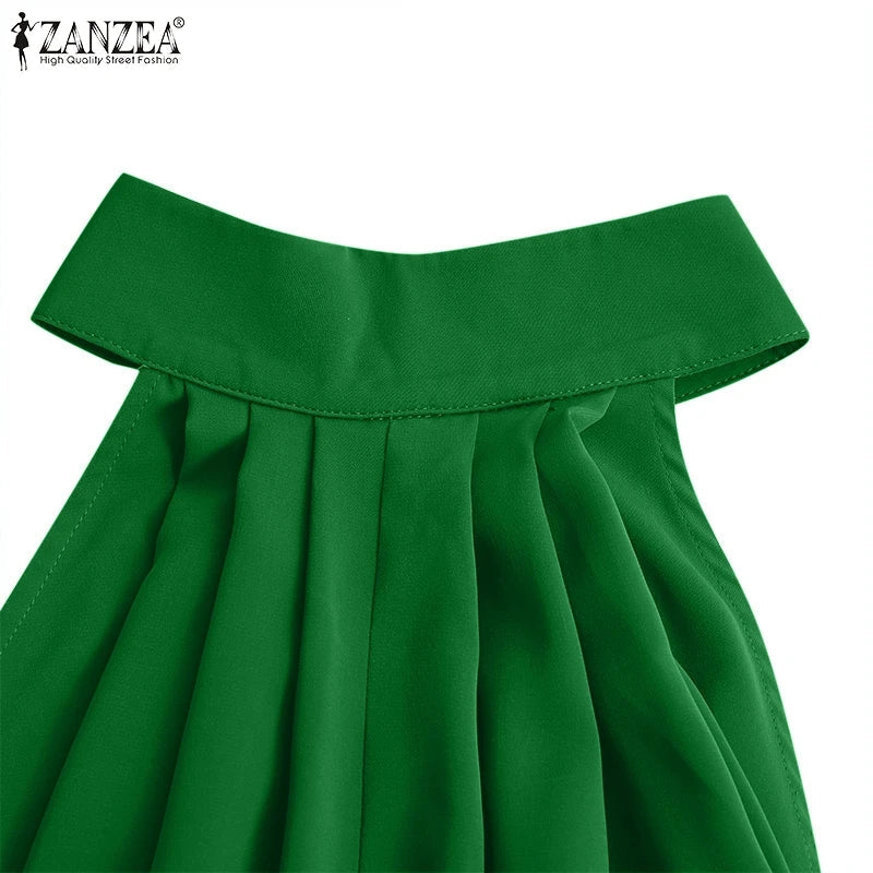 Elegant Sleeveless Wide Leg Jumpsuit for Women Party Casual Holiday Maxi Romper with Stand Collar and Back Button Closure