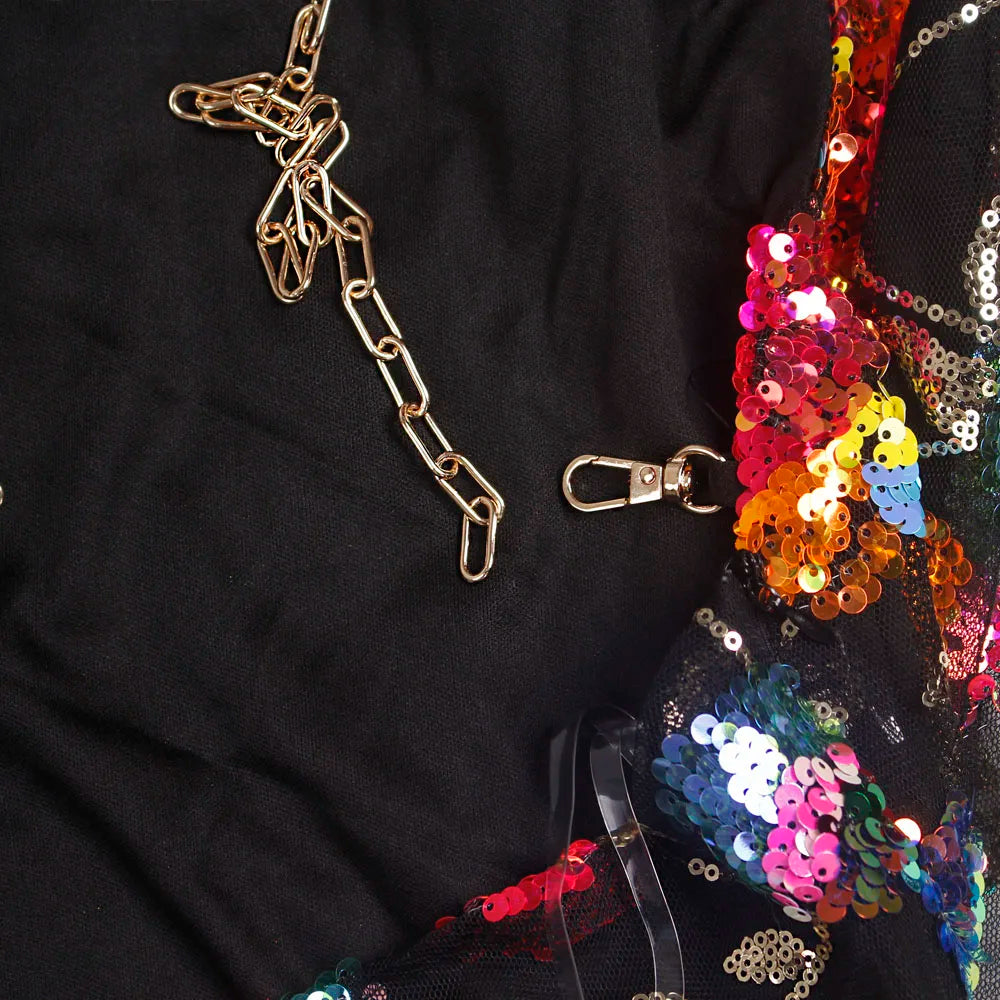 Floral Sequined Backless Mini Dress For Night Out Clubbing