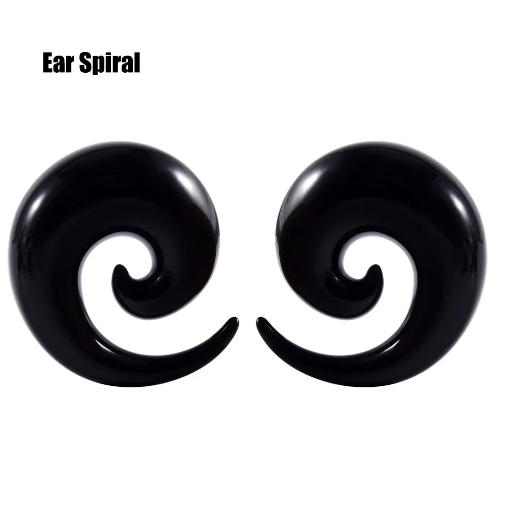 Black and White Acrylic Spiral Ear Stretcher Taper Piercing Expander Plugs 12mm to 24mm