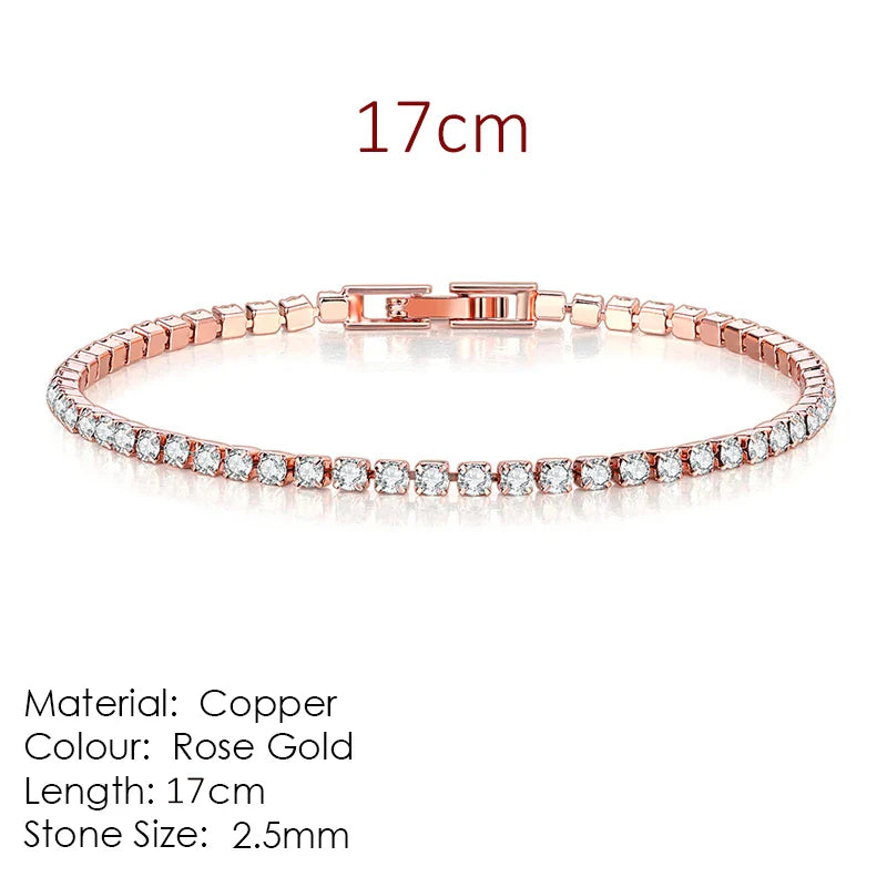 Zirconia Tennis Bracelet for Women Crystal Charm Thin Chain Wedding Jewelry
