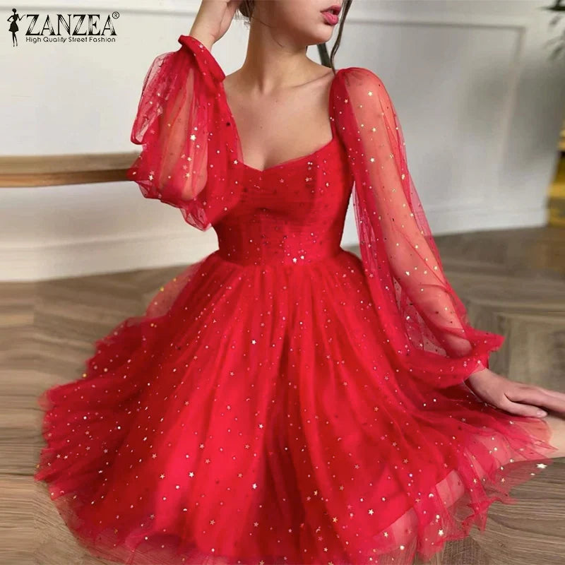 Elegant Lace Patchwork Knee Length Casual Dress For Women