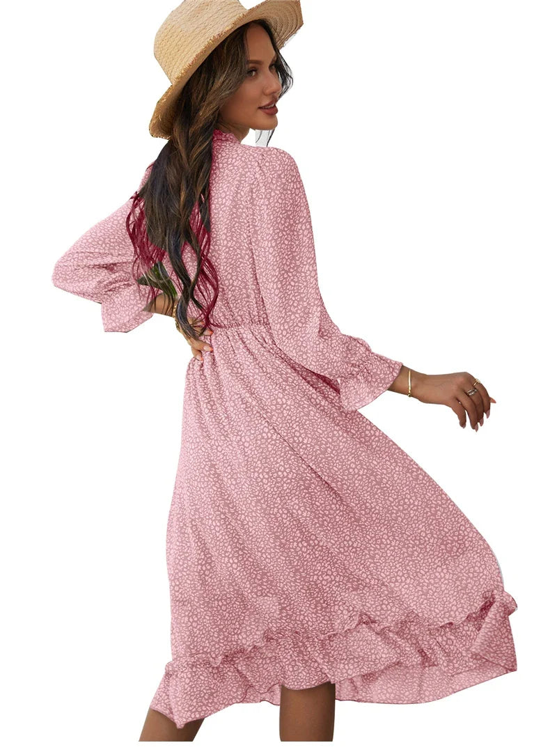 Floral Chiffon Maxi Dress With V Neck And Butterfly Sleeves