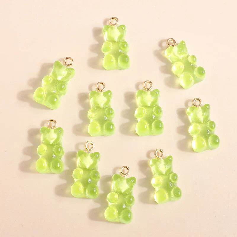 20 Pieces Gold Color Resin Bear Charms for Earrings and Necklace Jewelry Making Accessories