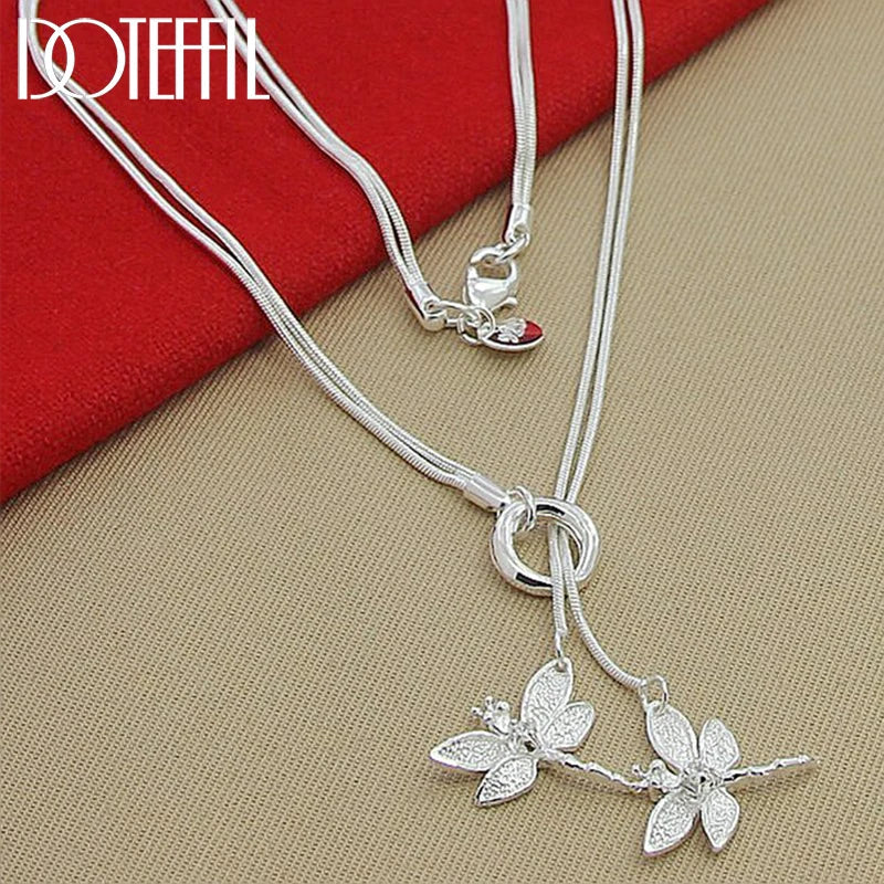 925 Sterling Silver Dragonfly Pendant Necklace for Women with Snake Chain Wedding Engagement Jewelry