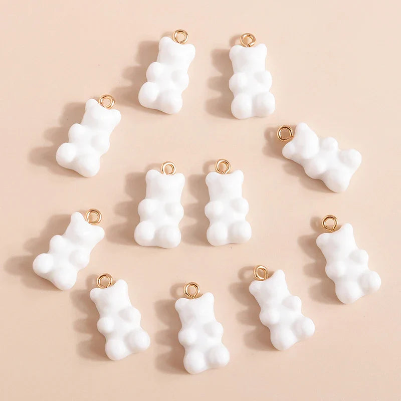 20 Pieces Gold Color Resin Bear Charms for Earrings and Necklace Jewelry Making Accessories