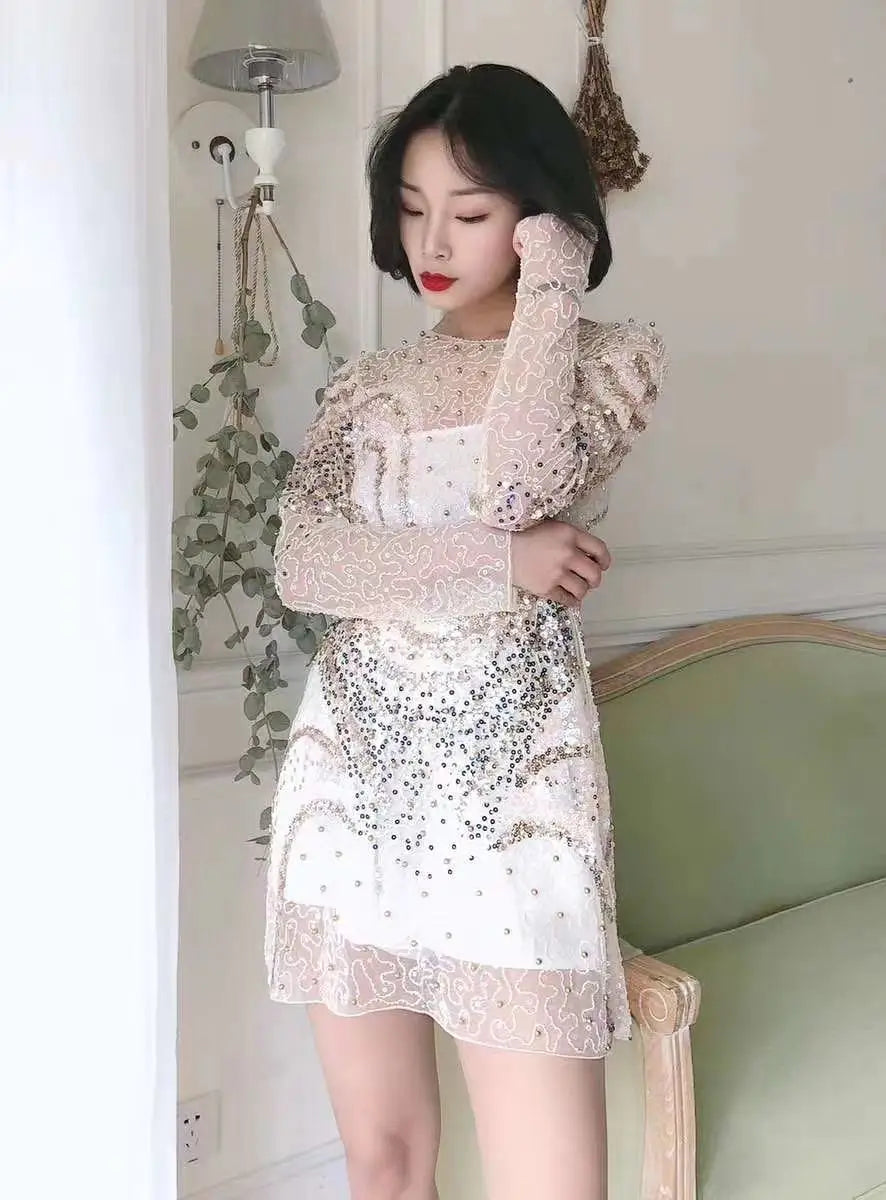 Sequin Top For Women Long Sleeve Silver Gold Shirt Party