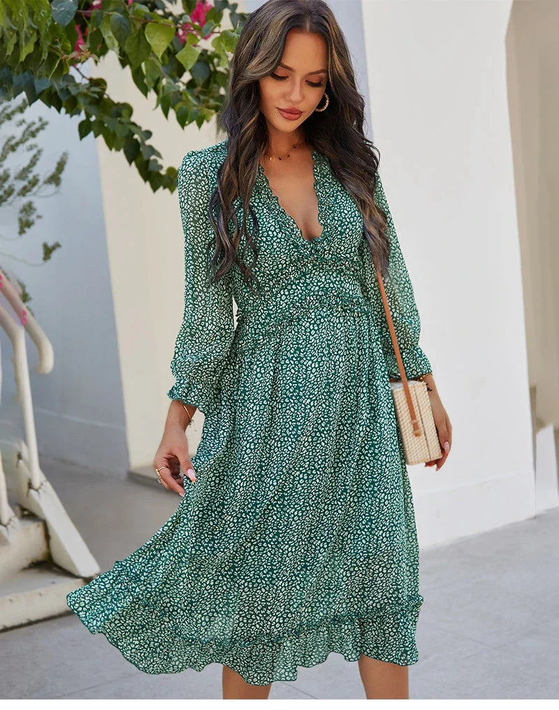 Floral Chiffon Maxi Dress With V Neck And Butterfly Sleeves
