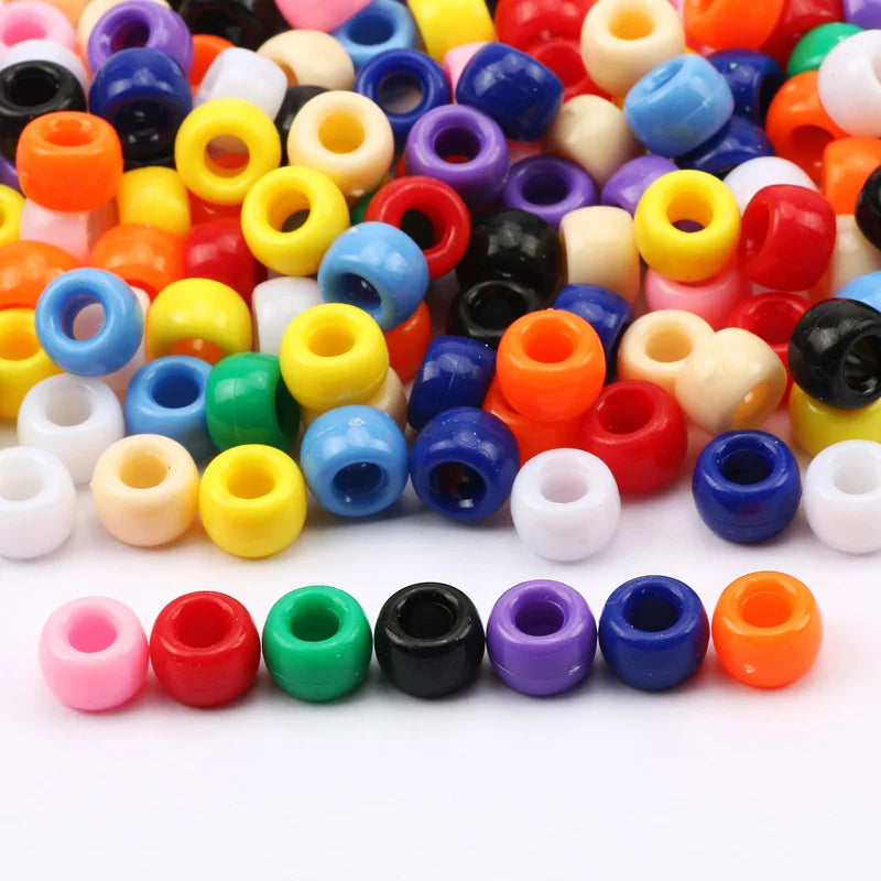 100 Pieces 6x9mm Round Acrylic Dreadlock Beads Big Hole Spacer Beads for Jewelry Making Bracelet and Necklace Craft