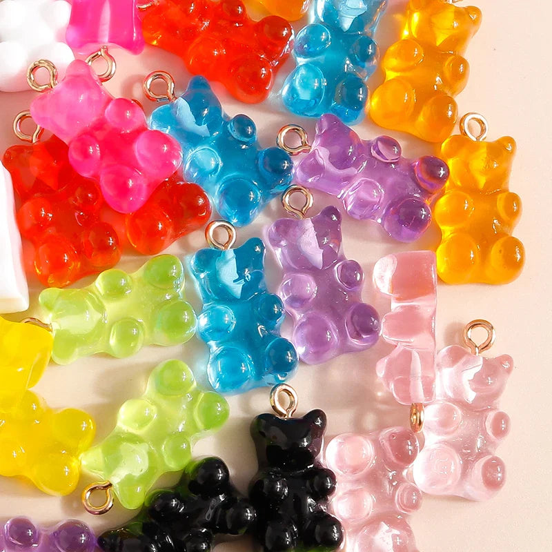 20 Pieces Gold Color Resin Bear Charms for Earrings and Necklace Jewelry Making Accessories