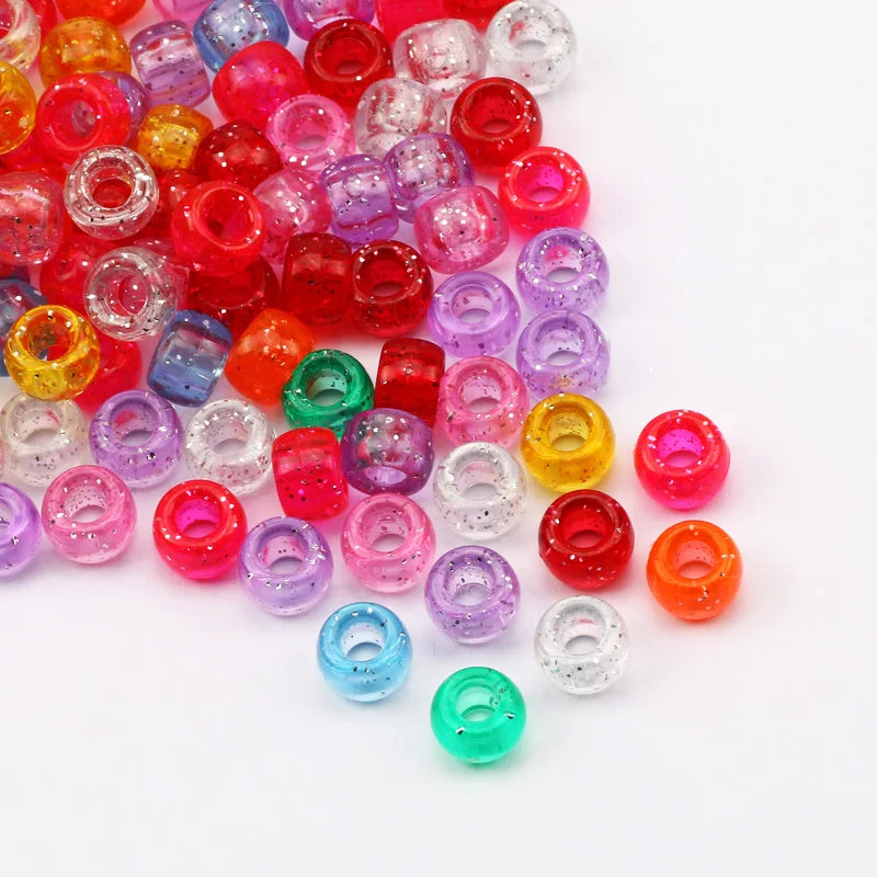100 Pieces 6x9mm Round Acrylic Dreadlock Beads Big Hole Spacer Beads for Jewelry Making Bracelet and Necklace Craft