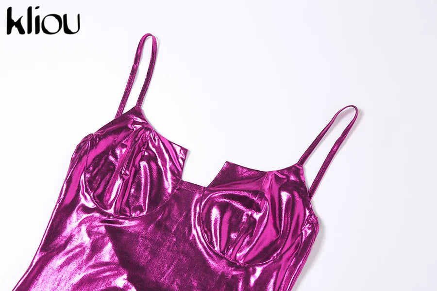 Backless Maxi Dress Party Sheath For Women Shiny Glam