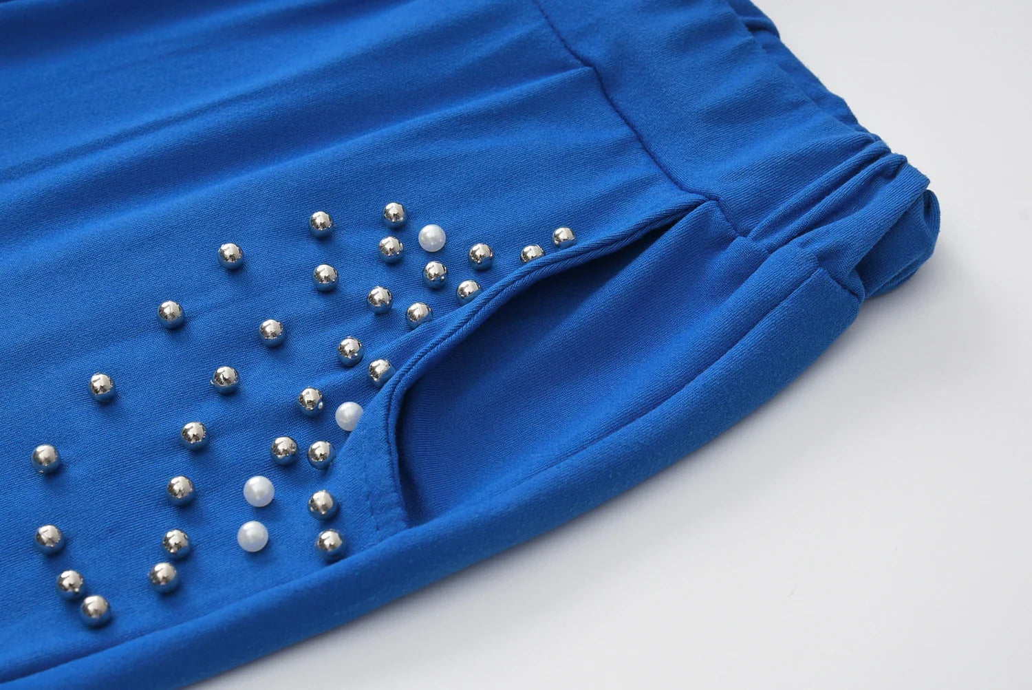 Off the Shoulder Sexy Stud Bead Solid Color Long Sleeve Sports Set