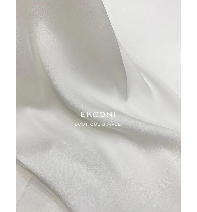 Elegant Turn Down Collar Satin Silk Blouse Vintage Button Closure White Lantern Sleeve Office Lady Shirt Chic Feminine Top