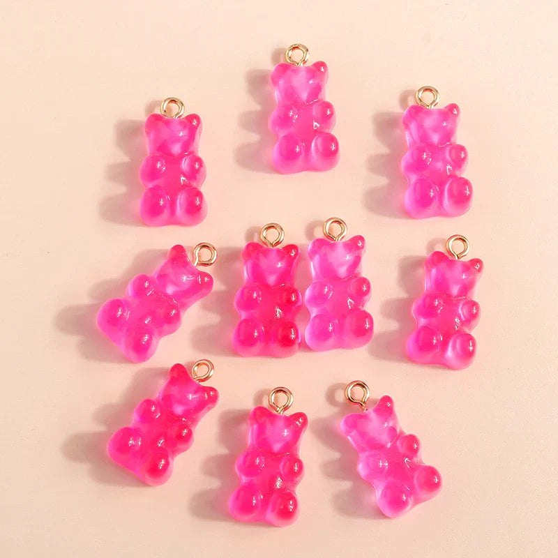 20 Pieces Gold Color Resin Bear Charms for Earrings and Necklace Jewelry Making Accessories