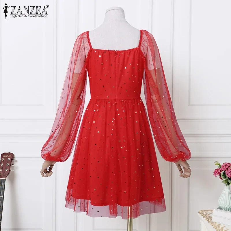 Elegant Lace Patchwork Knee Length Casual Dress For Women