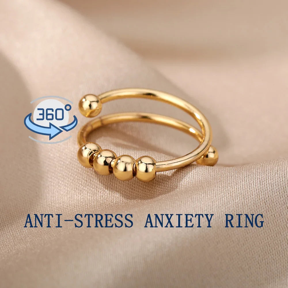 Anxiety Relief Spinner Ring for Stress Relief - Stainless Steel Fidget Jewelry for Men and Women