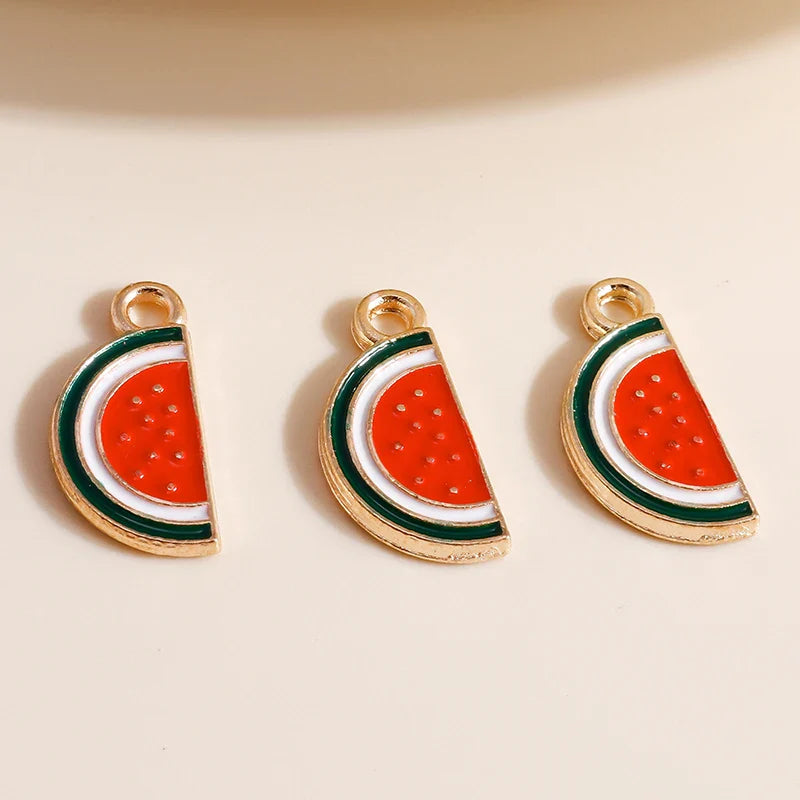 10pcs Mini Fruit Cherry Enamel Charms for DIY Jewelry Making Accessories