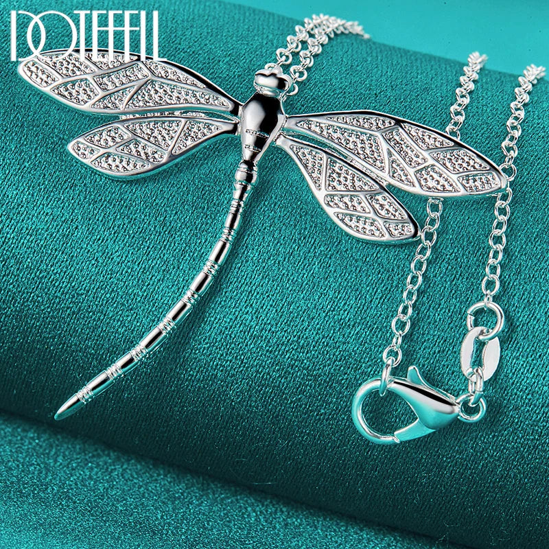 925 Sterling Silver Dragonfly Pendant Necklace for Women 40-75cm Chain Fashion Jewelry