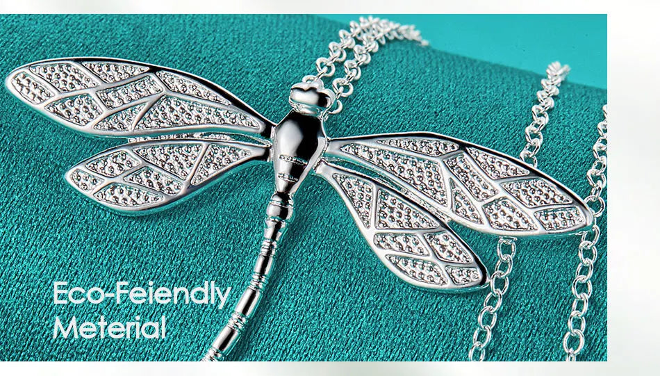 925 Sterling Silver Dragonfly Pendant Necklace for Women 40-75cm Chain Fashion Jewelry