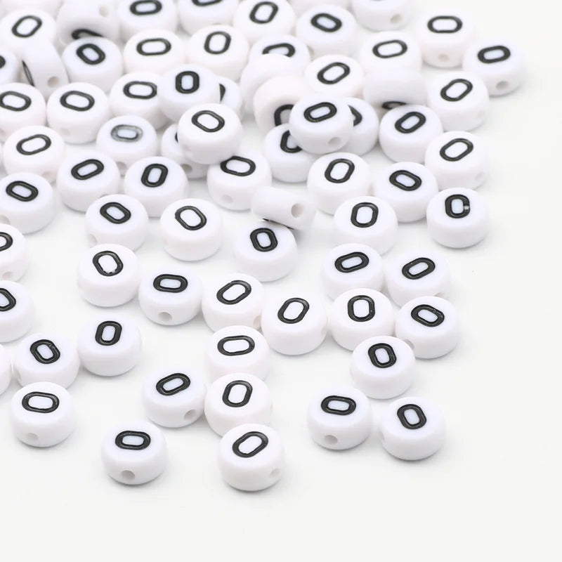 7x4mm White Round Alphabet Acrylic Spacer Beads for DIY Jewelry Making and Bracelet Accessories - Pack of 50, 100, or 200 Pieces