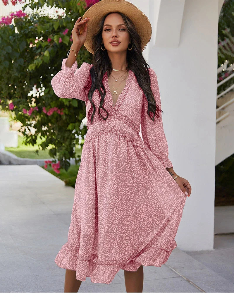 Floral Chiffon Maxi Dress With V Neck And Butterfly Sleeves