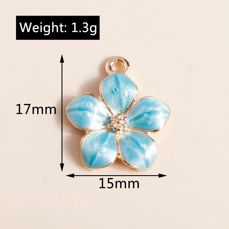 10 Pieces 17x15mm Cute Enamel Flower Charms for Jewelry Making and DIY Accessories