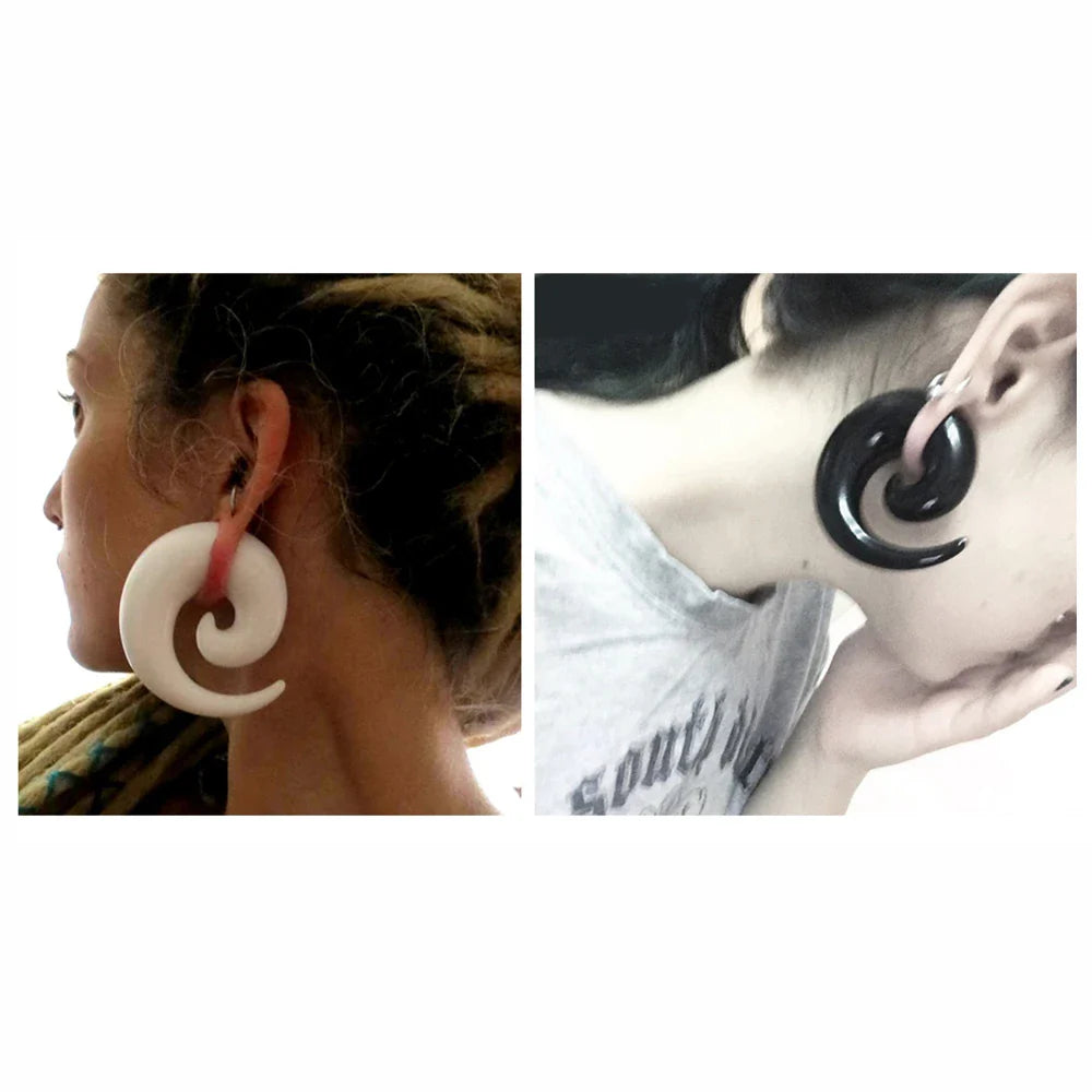 Black and White Acrylic Spiral Ear Stretcher Taper Piercing Expander Plugs 12mm to 24mm