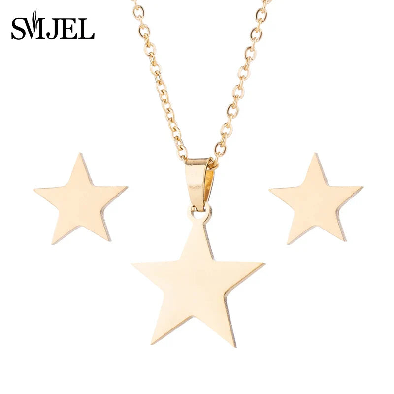 Stainless Steel Dog Paw Necklace and Earring Set for Women Cute Cat Pendant Jewelry Gift