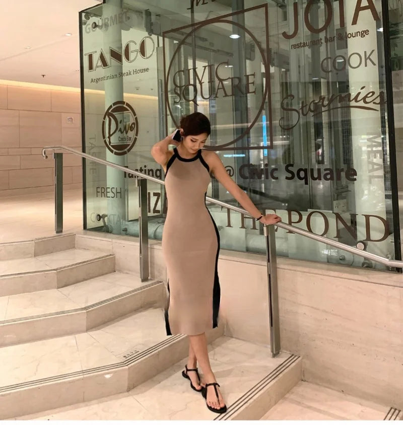 Womens Summer Bodycon Maxi Dress Sleeveless Bandage Knit