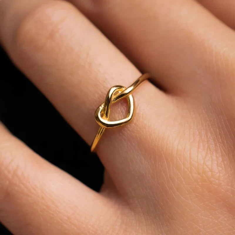 Stainless Steel Gold Heart Rings for Women Fashionable Couple Jewelry