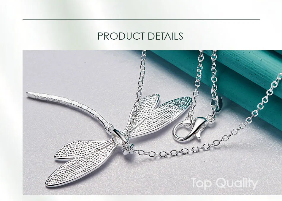 925 Sterling Silver Dragonfly Pendant Necklace for Women 40-75cm Chain Fashion Jewelry